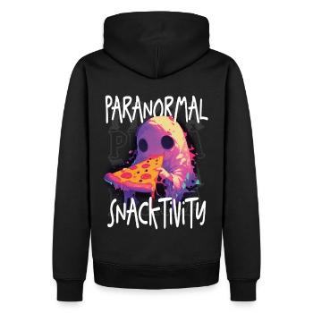 Paranormal Snacktivity - Mignon fantôme mangeant de la pizza - Sweat à capuche Premium bio Homme - noir - Dos - Nico (187cm)