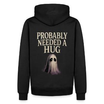 Probably Needed a Hug Sad Ghost - Men’s Premium Organic Hoodie - black - Back - Nico (187cm)