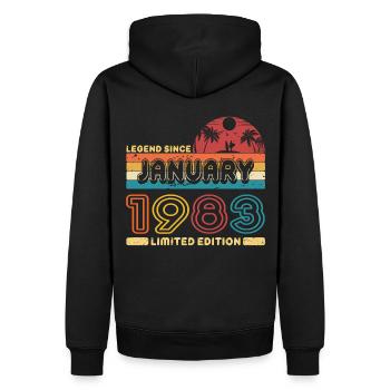 Geburtstag 1994 January Retro Legend Since Palme - Männer Premium Bio Hoodie - Schwarz - Hinten - Nico (187cm)