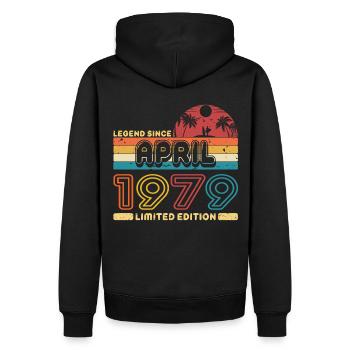 Birthday 1979 April Retro Legend Since Palme - Men’s Premium Organic Hoodie - black - Back - Nico (187cm)