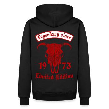 Légendaire depuis 1973 Édition Limitée - Sweat à capuche Premium bio Homme - noir - Dos - Nico (187cm)