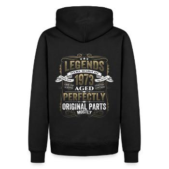 Légende 1973 Cadeau d’anniversaire Mesdames et Messieurs - Sweat à capuche Premium bio Homme - noir - Dos - Nico (187cm)