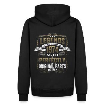 Légende 1974 Cadeau d’anniversaire Mesdames et Messieurs - Sweat à capuche Premium bio Homme - noir - Dos - Nico (187cm)