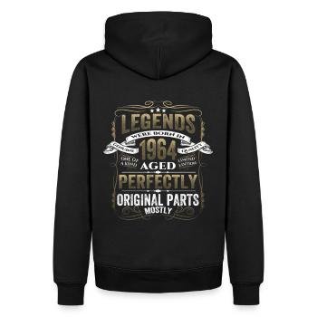 Légende 1964 Cadeau d’anniversaire Mesdames et Messieurs - Sweat à capuche Premium bio Homme - noir - Dos - Nico (187cm)