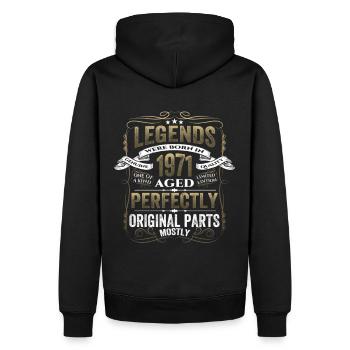Légende 1971 Cadeau d’anniversaire Mesdames et Messieurs - Sweat à capuche Premium bio Homme - noir - Dos - Nico (187cm)