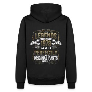 Légende 1978 Cadeau d’anniversaire Mesdames et Messieurs - Sweat à capuche Premium bio Homme - noir - Dos - Nico (187cm)