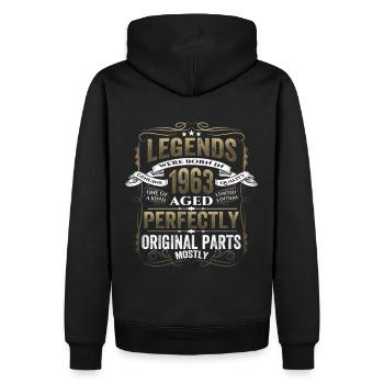 Légende 1963 Cadeau d’anniversaire Mesdames et Messieurs - Sweat à capuche Premium bio Homme - noir - Dos - Nico (187cm)