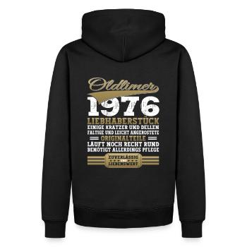 Oldtimer 1976 46. Geburtstag Geschenk Herren - Männer Premium Bio Hoodie - Schwarz - Hinten - Nico (187cm)