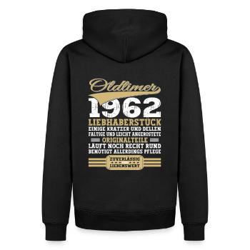 Oldtimer 1962 61. Geburtstag Geschenk Herrenik - Männer Premium Bio Hoodie - Schwarz - Hinten - Nico (187cm)