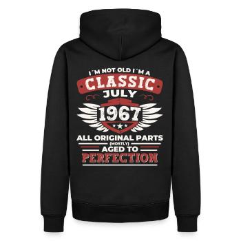 55e anniversaire Né en 1967 Juillet Cadeaux Hommes - Sweat à capuche Premium bio Homme - noir - Dos - Nico (187cm)