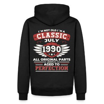 32nd birthday vintage 1990 July Gifts Men - Men’s Premium Organic Hoodie - black - Back - Nico (187cm)