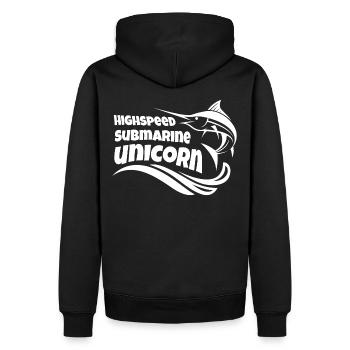 Schwertfisch Marlin Einhorn - Männer Premium Bio Hoodie - Schwarz - Hinten - Nico (187cm)