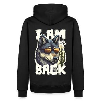 Loup Wolves Nature Cool Motif Bien-être animal - Sweat à capuche Premium bio Homme - noir - Dos - Nico (187cm)