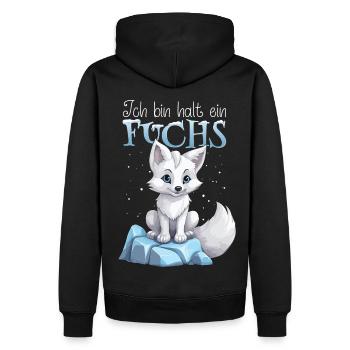 Fuchs Polarfuchs Schneefuchs Arktis Polar - Männer Premium Bio Hoodie - Schwarz - Hinten - Nico (187cm)