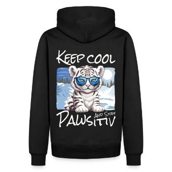 Katze Tiger Weißer Sibirischer Arktis - Männer Premium Bio Hoodie - Schwarz - Hinten - Nico (187cm)