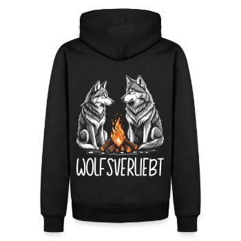 Wolf Wölfe Motiv Natur Liebe Weißer Wolf - Männer Premium Bio Hoodie - Schwarz - Hinten - Nico (187cm)