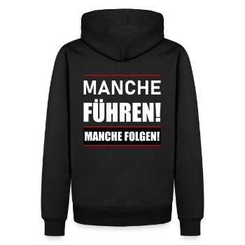 Manche führen manche folgen - Männer Premium Bio Hoodie - Schwarz - Hinten - Nico (187cm)