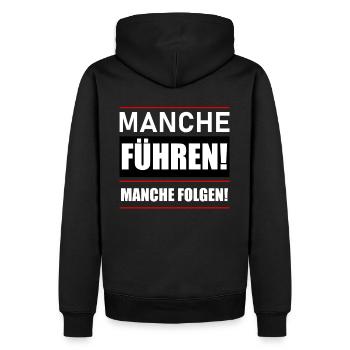Manche führen manche folgen - Männer Premium Bio Hoodie - Schwarz - Hinten - Nico (187cm)