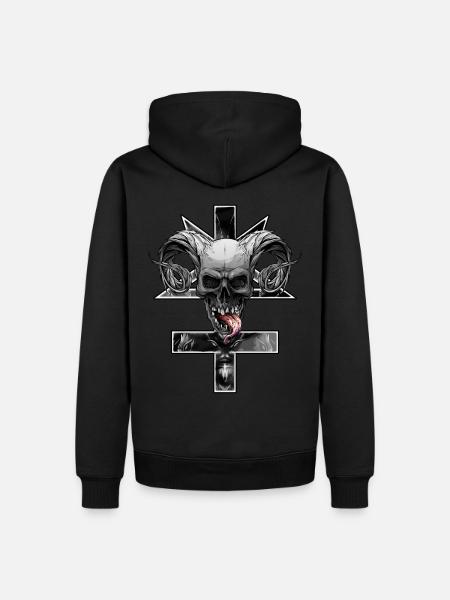 Inverted cross with pentagram and skull - Men’s Premium Organic Hoodie - black