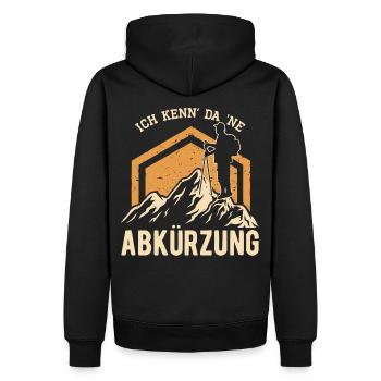 Wandern - Ich kenn da ne Abkürzung - Männer Premium Bio Hoodie - Schwarz - Hinten - Nico (187cm)