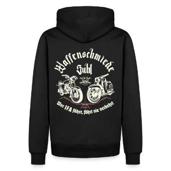Waffenschmiede Suhl - Simson S51 - Schwalbe KR51 - Männer Premium Bio Hoodie - Schwarz - Hinten - Nico (187cm)