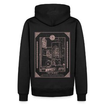 Fine line art monochrome arabic calligraphy scene - Men’s Premium Organic Hoodie - black - Back - Nico (187cm)