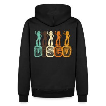 Discothèque - Sweat à capuche Premium bio Homme - noir - Dos - Nico (187cm)