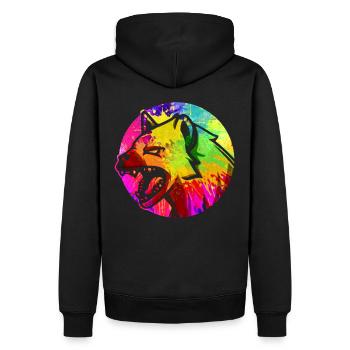 Hyäne - Männer Premium Bio Hoodie - Schwarz - Hinten - Nico (187cm)