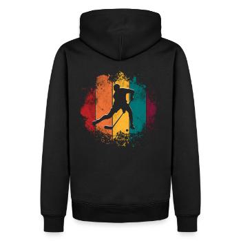 Unihockey - Männer Premium Bio Hoodie - Schwarz - Hinten - Nico (187cm)