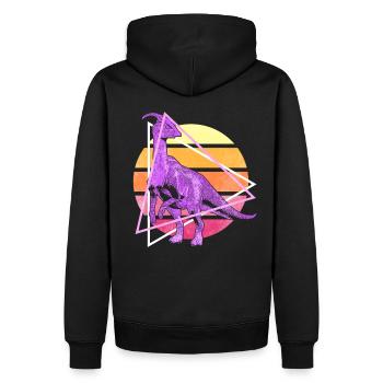 Parasaurolophus Dinosaurier - Männer Premium Bio Hoodie - Schwarz - Hinten - Nico (187cm)