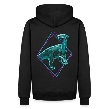 Parasaurolophus Dinosaurier - Männer Premium Bio Hoodie - Schwarz - Hinten - Nico (187cm)