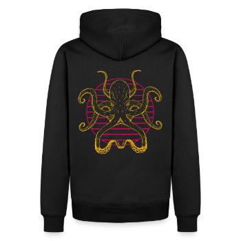 Oktopus - Männer Premium Bio Hoodie - Schwarz - Hinten - Nico (187cm)