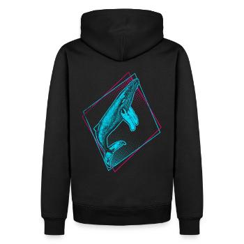 Baleine à bosse - Sweat à capuche Premium bio Homme - noir - Dos - Nico (187cm)