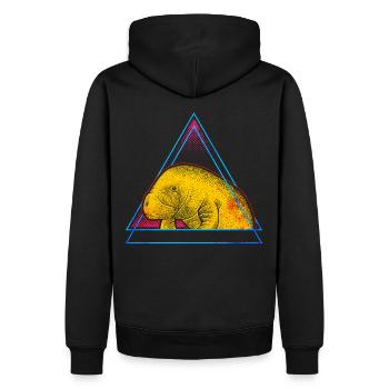 Manati - Seekuh - Männer Premium Bio Hoodie - Schwarz - Hinten - Nico (187cm)