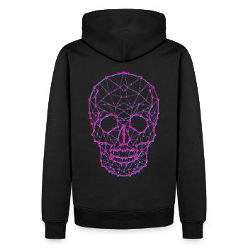 Polygon Schädel - Männer Premium Bio Hoodie - Schwarz - Hinten - Nico (187cm)