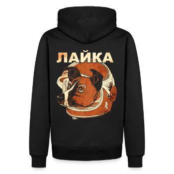 Laika Weltraum Hund - Männer Premium Bio Hoodie - Schwarz - Hinten - Nico (187cm)