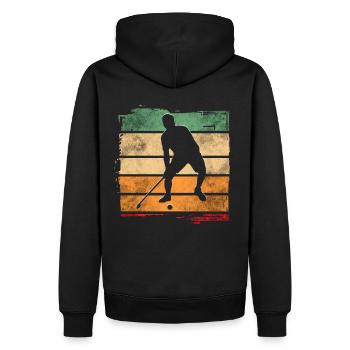 Unihockey - Männer Premium Bio Hoodie - Schwarz - Hinten - Nico (187cm)