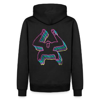 Gibbon - Männer Premium Bio Hoodie - Schwarz - Hinten - Nico (187cm)