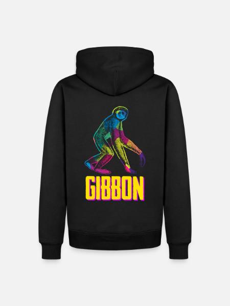 Singe gibbon - Sweat à capuche Premium bio Homme - noir