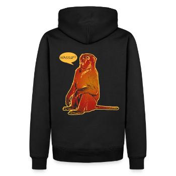Funny baboon - Men’s Premium Organic Hoodie - black - Back - Nico (187cm)