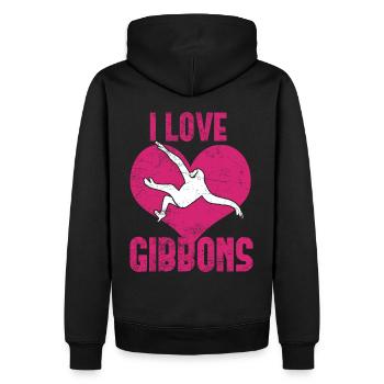 Ich liebe Gibbons - Männer Premium Bio Hoodie - Schwarz - Hinten - Nico (187cm)