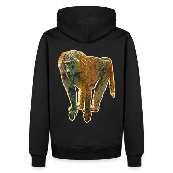 Pavian - Männer Premium Bio Hoodie - Schwarz - Hinten - Nico (187cm)