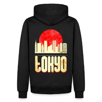 Tokio Japan Skyline - Männer Premium Bio Hoodie - Schwarz - Hinten - Nico (187cm)