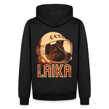 Laika Weltraum Hund - Männer Premium Bio Hoodie - Schwarz - Hinten - Nico (187cm)