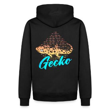 Gecko - Männer Premium Bio Hoodie - Schwarz - Hinten - Nico (187cm)