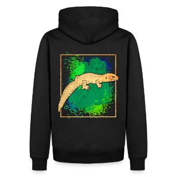 Salamander - Männer Premium Bio Hoodie - Schwarz - Hinten - Nico (187cm)