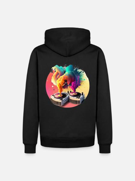 Plattenspieler DJ Magic Smoke - Männer Premium Bio Hoodie - Schwarz