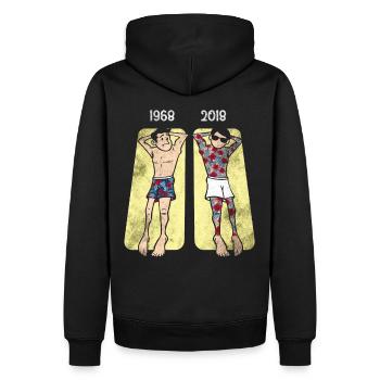 1968 Rétro Drôle - Sweat à capuche Premium bio Homme - noir - Dos - Nico (187cm)