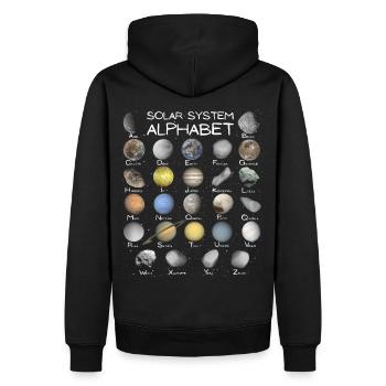 Solar System ABC - Men’s Premium Organic Hoodie - black - Back - Nico (187cm)
