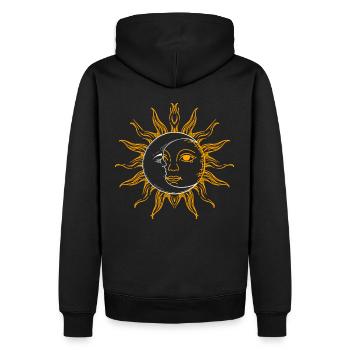Soleil et Lune - Sweat à capuche Premium bio Homme - noir - Dos - Nico (187cm)
